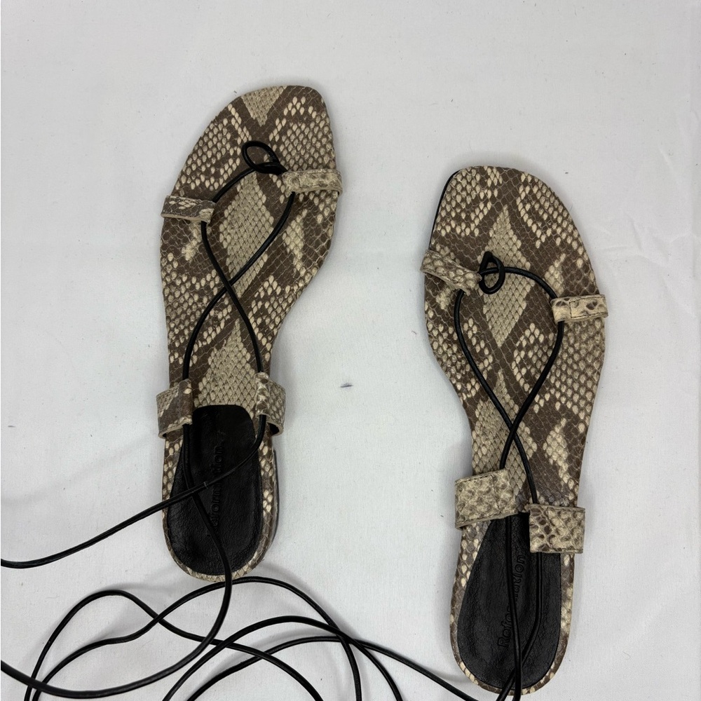 Brand New! Reformation Alize Snakeskin Lace-Up Sandals - Picture 6 of 12